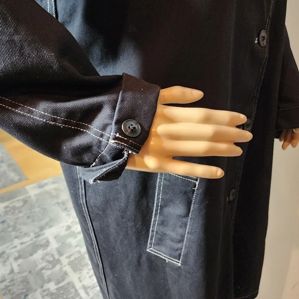Denim&Co Black Denim Longline Button Jacket Women's Size 1X - Picture 11 of 16